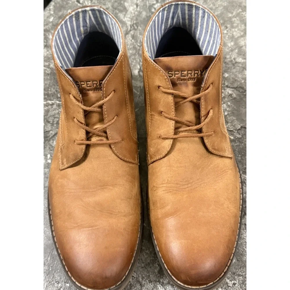 SPERRY Mens Newman Chukka Leather Lace Up Comfort Boots Tan 10.5M STS22366